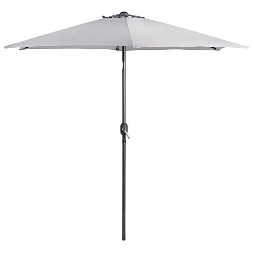 VonHaus Parasol 2.7M – Parasol Umbrella for Outdoor, Garden, Patio – Sun Shade Canopy with Hand Crank, Tilt Function, UV30+ Protection, Air Vent, Powder Coated Steel Frame – Grey
