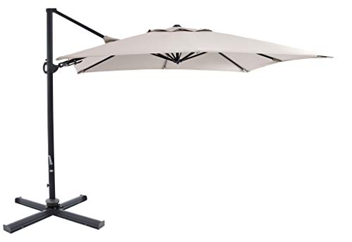 SORARA® ROMA Deluxe Cantilever Parasol | Sand | 300 x 300 cm | Cross Base | Square Sun Shading Garden Umbrella.