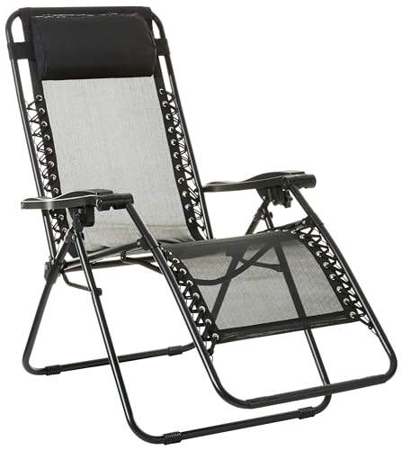 Amazon Basics Zero Gravity Relaxing Chair, Alloy Steel, Lightweight, , ‎80.01 x 66.04 x 86.11 cm, Black