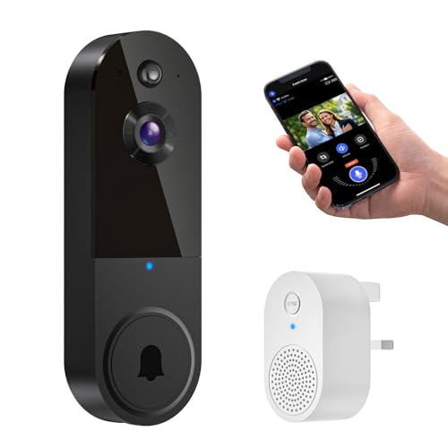 FameVibe 1080P Wireless Video Doorbell Camera, Smart AI Human Detection, Night Vision, 2-Way Audio, Battery Powered, Cloud Storage, 2.4G WiFi, Indoor Outdoor Surveillance