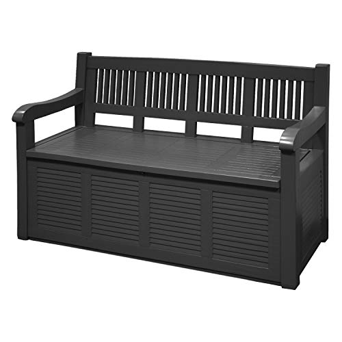 idooka Outdoor Storage Bench 280L Grey - Weather Resistant Garden Storage Box that Doubles as Outdoor Seating - Lockable Lid, Ventilation