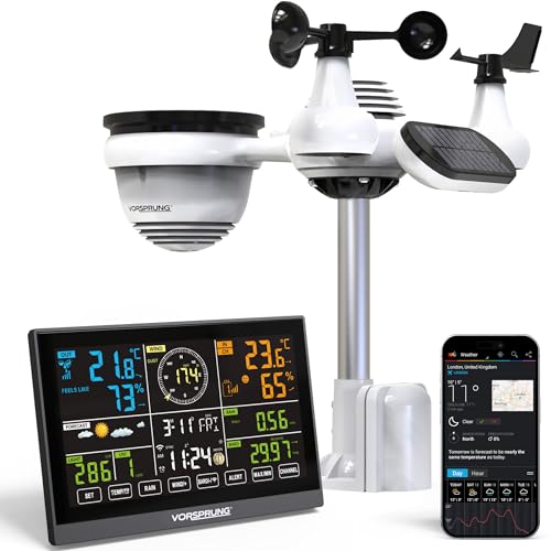 [2024 VERSION] Vorsprung® WS6100 Smart Weather Station System [7in1] with App and Wifi (Weather Stations with Outdoor Sensor) (Weather Station)