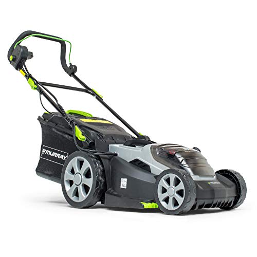 Murray 18V Lithium-Ion Cordless Lawn Mower IQ18WM37, Including 2x 2.5Ah Battery and Dual Charger, Yellow, Grey, Black, 37 cm