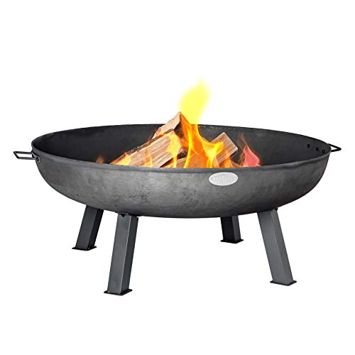 100cm Diameter Cast Iron Fire Pit Outdoor Garden Patio Heater Wood Burner BBQ Camping Fire Bowl - by Harbour Housewares