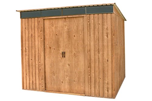 Duramax TOP Pent Roof Skylight 8 x 6 (4.86 m2) Metal Garden Shed, Made of Hot-Dipped Galvanized Steel, Strong Reinforced Roof Structure, Built-in skylight for sunlight, Metal Storage Shed, Woodgrain