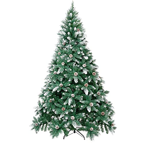 Winregh Artificial Christmas Tree 4,5,6,7.5 FT Snow Full Flocked Hinged Pine Cone Decoration Unlit Xmas Tree(4 Foot)