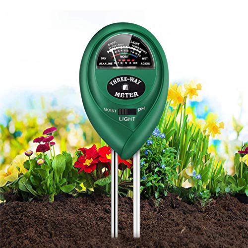 Soil PH Meter, Soil Moisture Meter, 3-in-1 Soil Tester, Plant Soil Testing Kit with Moisture/Light/PH, Suitable for Lighting and PH Testing Of Gardens, Indoor & Outdoor Potted Plant(No Battery Needed)
