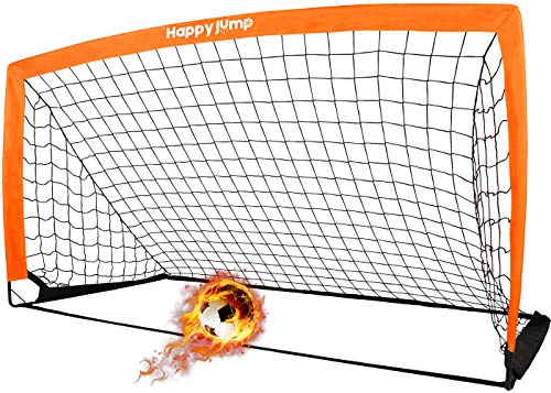 Happy Jump Football Goal Pop Up Football Net Post for Garden Training Festive Gift -6'x3'(Orange) -1 Pack