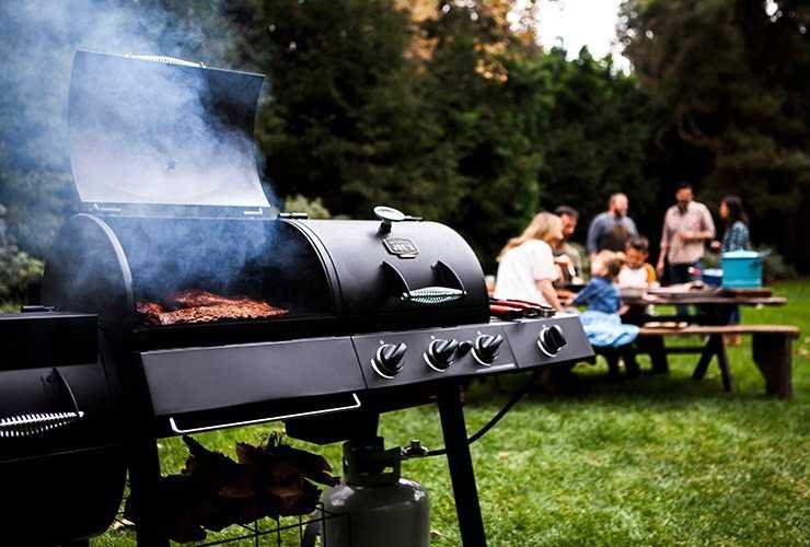 Barbeque Smoker - Open Offset Smoker with people in the background