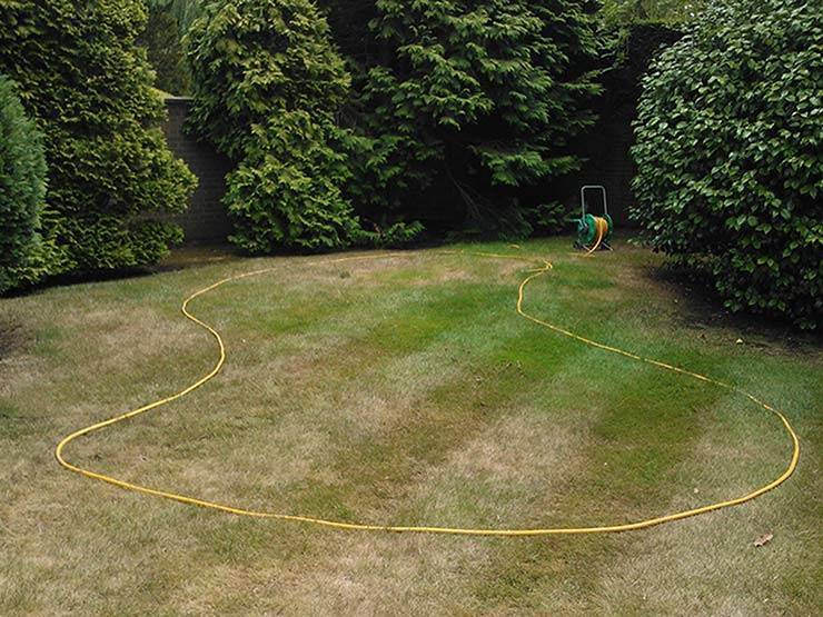 How To Build a Large Wildlife Pond - Marking a pond outline on a lawn