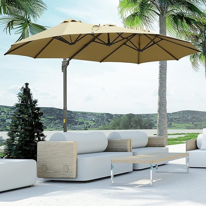 Retractable Awning Over Hanging Parasol