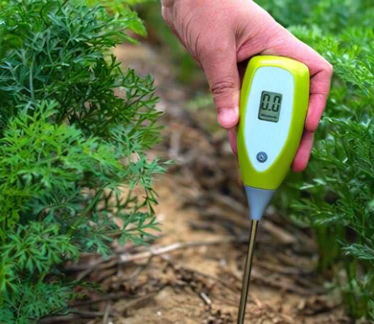 Best Soil pH testers - Green Tester being held in soil with a hand