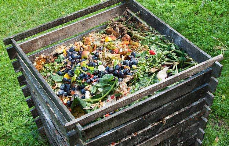 How to make a compost bin- Full compost bin with organic waste