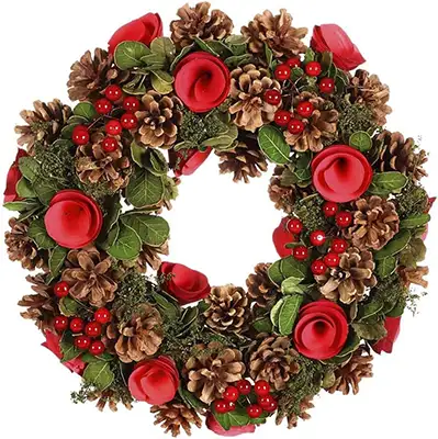 Outdoor Christmas Wreath with Lights