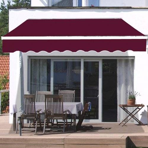 Retractable Awning Over Hanging Parasol