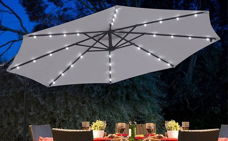 Cantilever Garden Parasol with LED-Lights