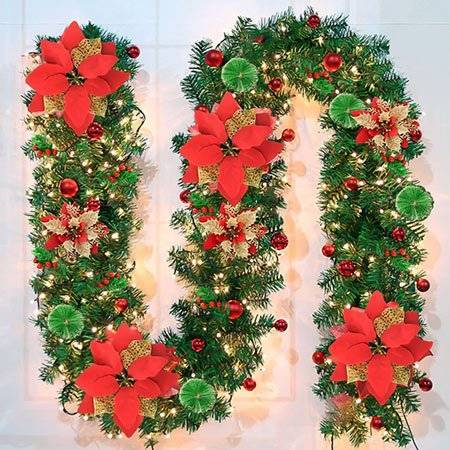 Best Outdoor Christmas Garland With Lights - Timiyou Pre-Lit Christmas Garland