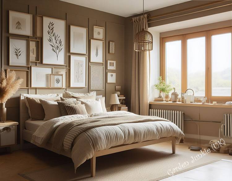 House and Home - Earthy Tone Bedroom showing bed