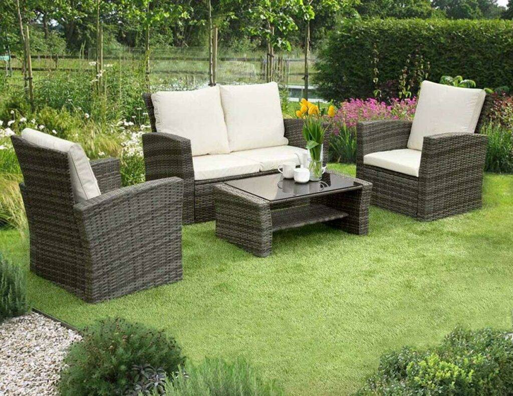Best Garden Furniture - Veggo Scandi Rattan 4 Piece Garden Patio Furniture