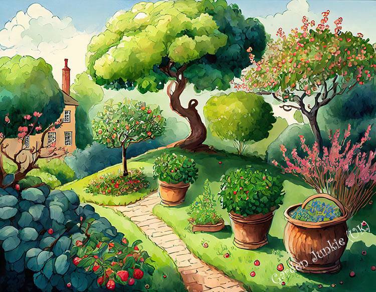 Fruit Gardens - Artistic fruit Garden and House