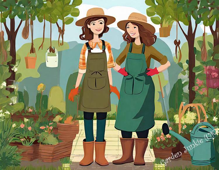 Gardening Clothes For Women - Two ladies in gardening clothes in a garden