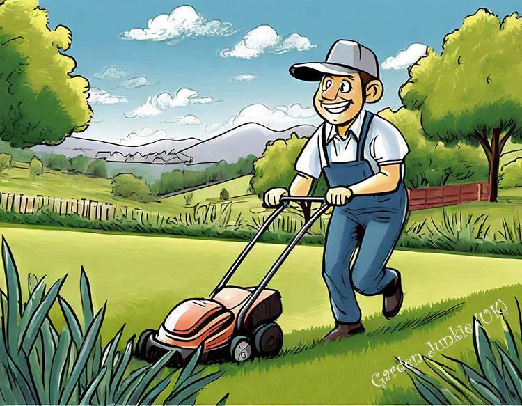 Garden Tools - Man using lawn mower