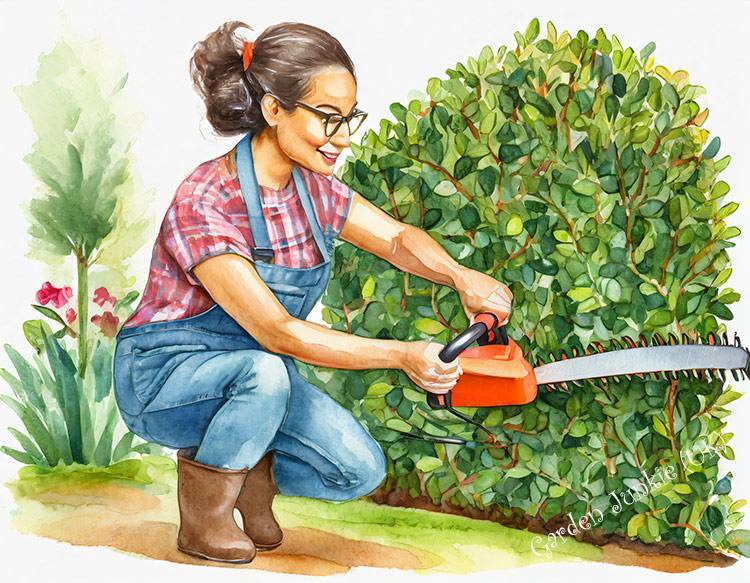 Power Tools - Person using a hedge trimmer