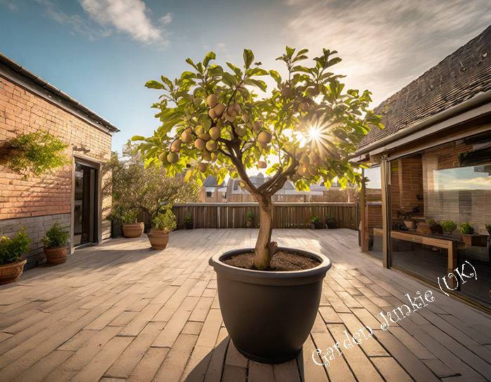 Fruit Tree in a container on a patio