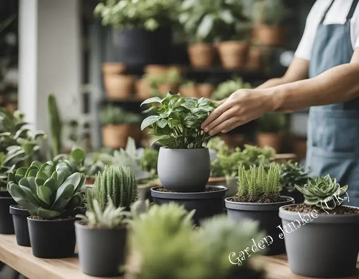 Man Tending Potted Plants - Low Maintenance Outdoor Potted Plants