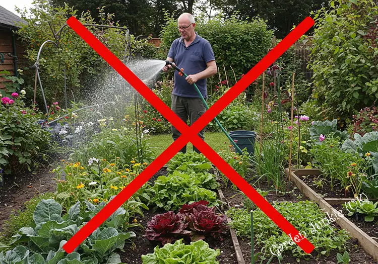 Gardening Mistakes Beginners Should Avoid - Man Heavily Watering His Garden