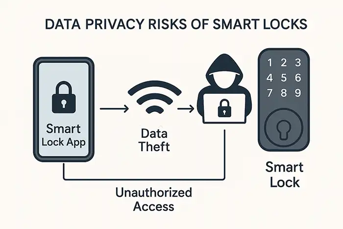 Graphic showing data privacy risks of smart locks
