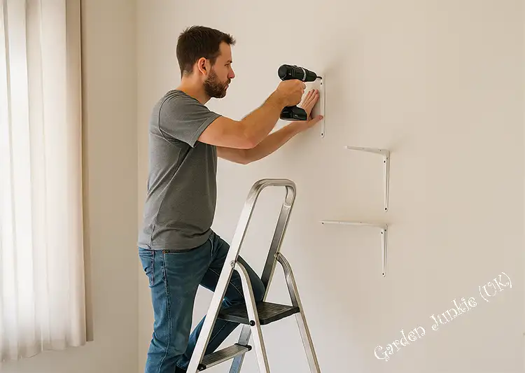 A man stood on aluminium step ladders