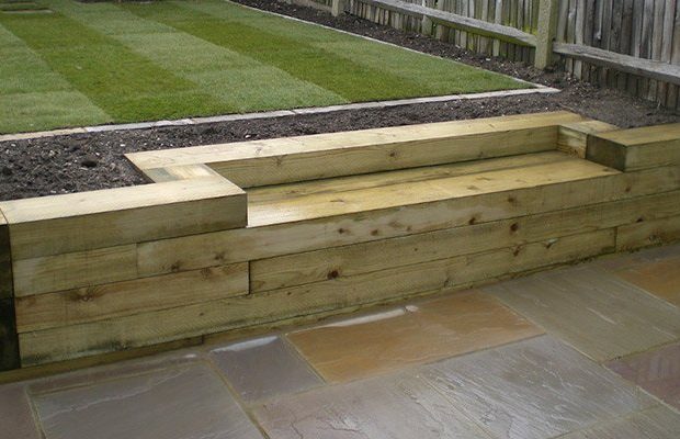 Raised bed made from railway sleepers